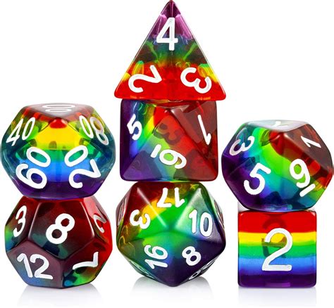 Rainbow Dnd Dice Set Dndnd Transparente Rainbow Polyhedral Die Con