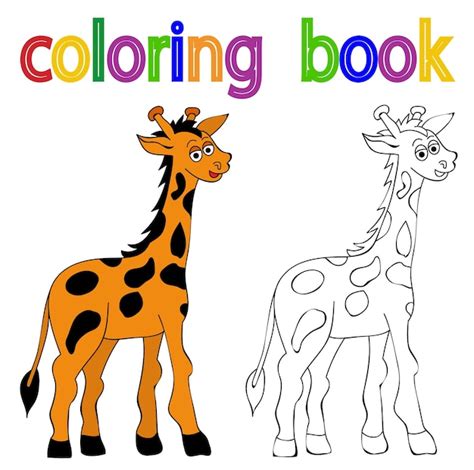 Girafa Para Colorir Livro Vetorial Vetor Premium