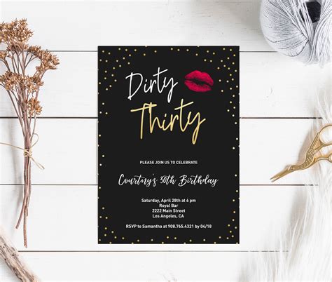 Dirty Thirty Party Invitation Dirty 30 Birthday Invite Etsy Australia