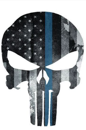 5 Skull Punisher Thin Blue Line Shape Sticker Decal Project Thin Line