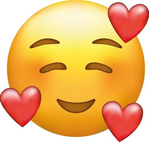En Amor Emojis Sonriente Emoticon Con Tres Corazones 22932676 Vector En Vecteezy