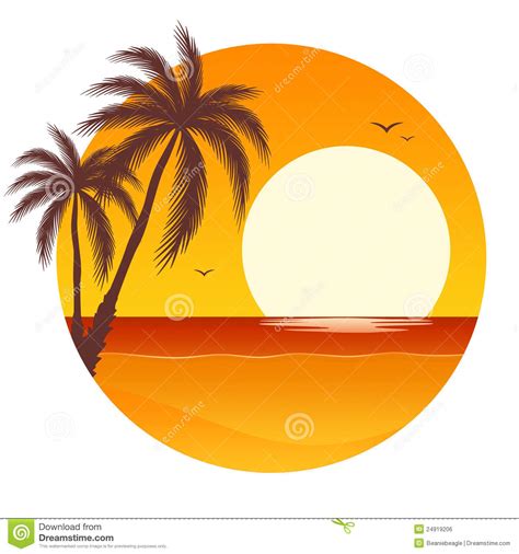 Sunset With Palm Trees Royalty Free Stock Image - Image: 24919206