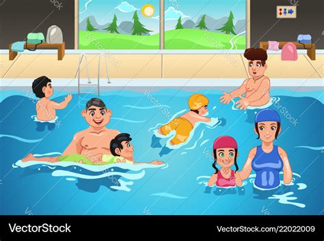 Kids Having A Swimming Lesson Royalty Free Vector Image
