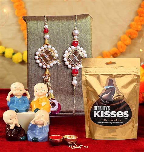 TIED RIBBONS Rakhi For Brother And Bhabhi With Chocolates Gift Combo