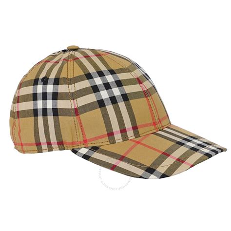 Burberry Mens Vintage Check Cotton Baseball Cap In Antique Yellow