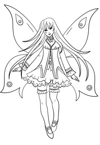 Fairy tinkerbell found a nest with birds. Goth Fairy coloring page | Free Printable Coloring Pages