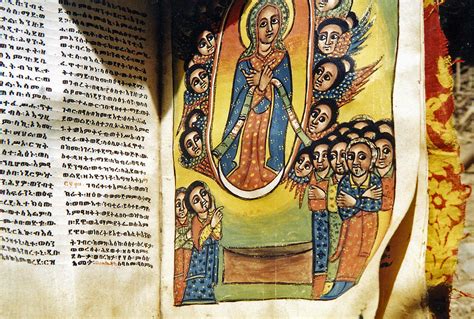 Ancient Bible W Painting Of The Assumption Of Mary And Angels Abba