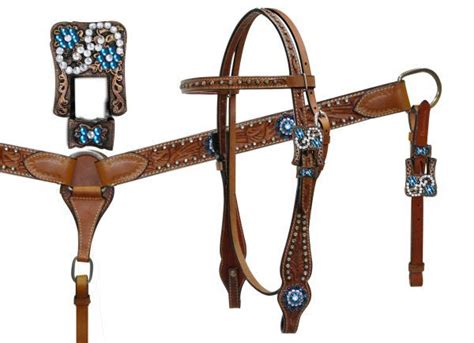 Showman™ Double Stitched Leather Headstall And Breastcollar Set With V