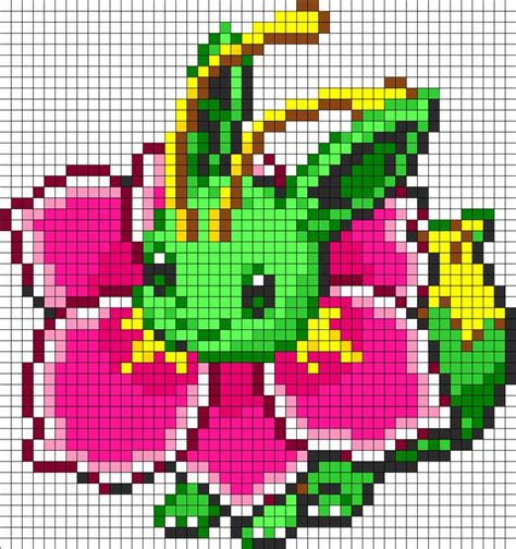 Eevee And Meganium Fusion Kandi Pattern Pixel Art Pokemon Pixel Art