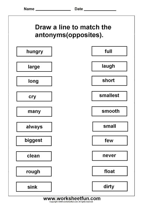 Antonyms Worksheet For Grade 2
