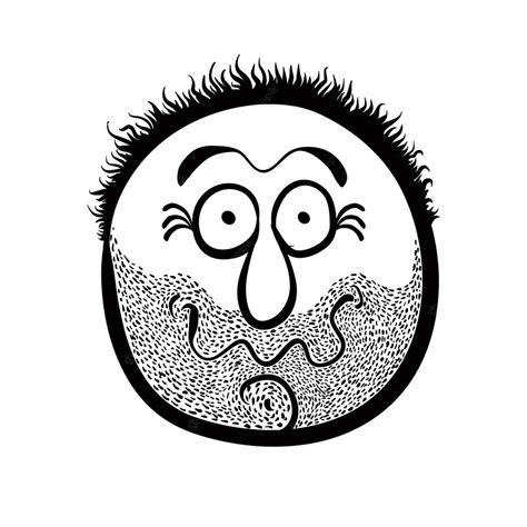 premium vector funny cartoon face with stubble black and white lines vector illustration