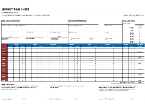Hourly Timesheet Template For Weekly And Monthly Basis