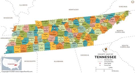 Tennessee County Map, Map of Counties in Tennessee