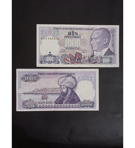 B Serisi 7 Emisyon 1000 Türk Lirası Eski Koleksiyon Kağıt Para Para