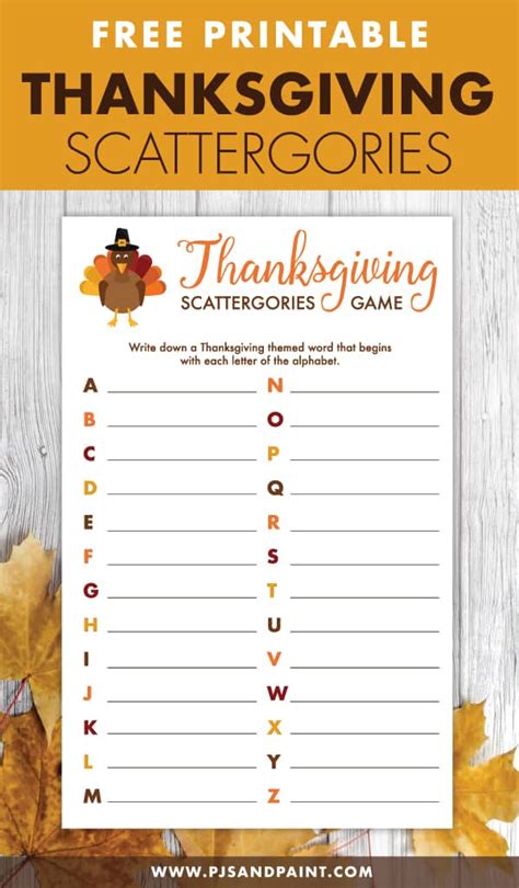 Thanksgiving Scattergories Free Printable Game Thanksgiving Words