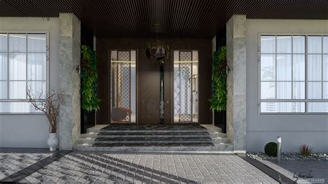 Outdoor Entrance Of Modern Villa On Behance
