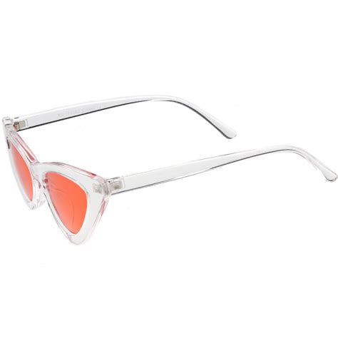 womens exaggerated translucent cat eye sunglasses color tinted lens 48mm clear red
