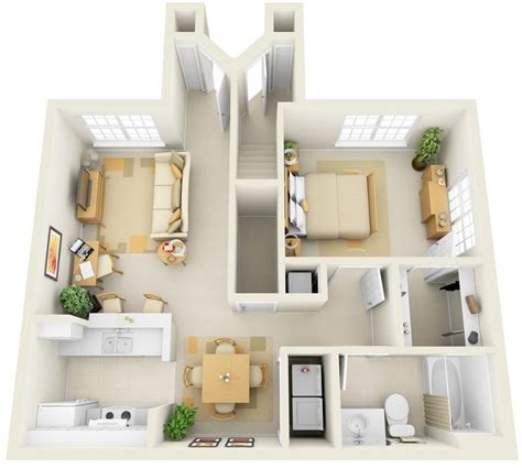 Studio apartments can vary, but each typically follows a similar floor plan. 1 Bedroom Apartment/House Plans | smiuchin