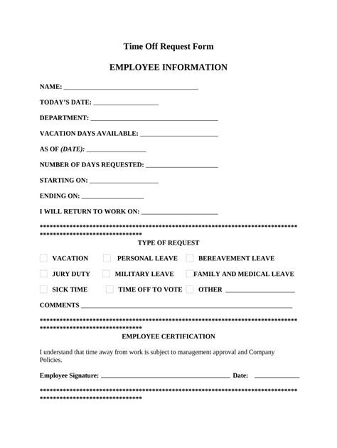 Time Off Form Fill Out And Sign Printable Pdf Template Airslate Signnow