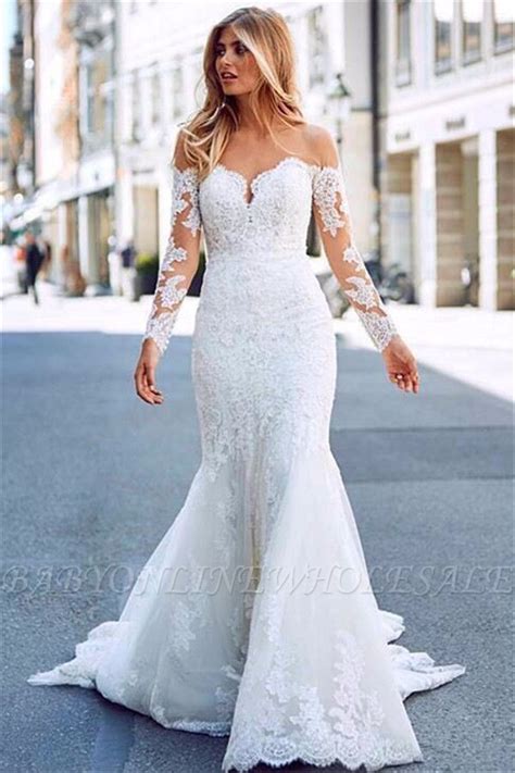 Großartiges schlichtes outfit in grösse 44, mehr wie 42 von magic night. Einfache Hochzeitskleid Spitze Langarm | Hochzeitskleid ...
