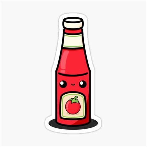 Cute Cartoon Tomato Ketchup Tomato Sauce Kawaii Sticker By