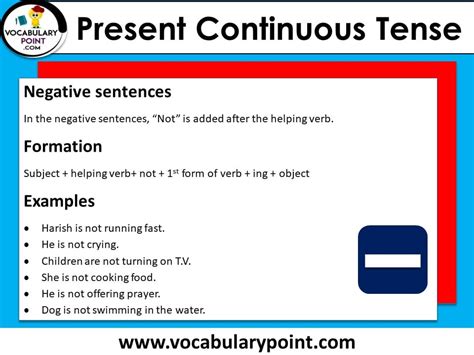 Present Continuous Tense Examples Sentences And Formation Vocabulary