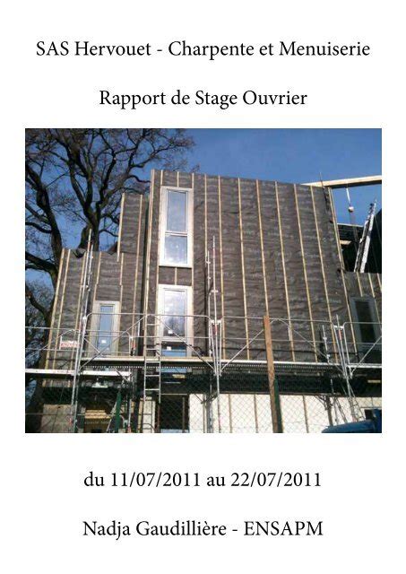 Rapport De Stage Menuiserie Bac Pro