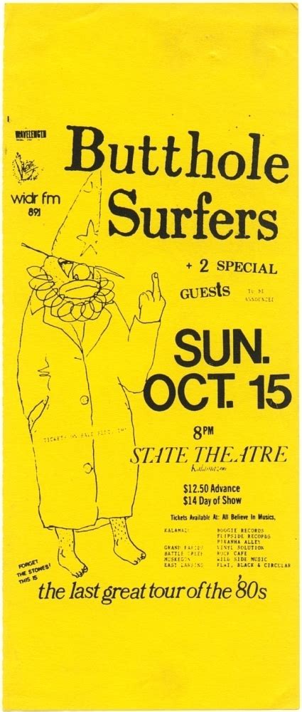 Butthole Surfers S Concert Tour History Concert Archives
