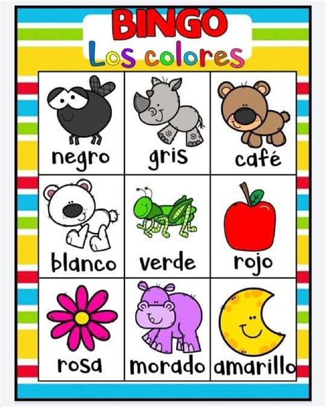 Bingo Para Trabajar Los Colorespage 0005 Orientación Andújar