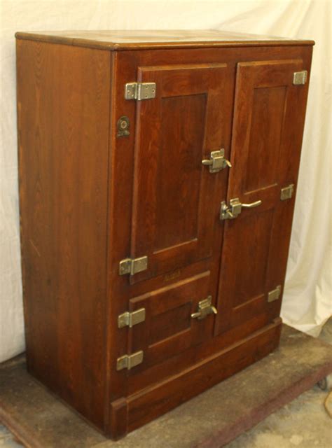 A sliding barn style door reveals an open space on the left or a stack of four drawers on. Bargain John's Antiques | Antique Oak Ice Box made by ...