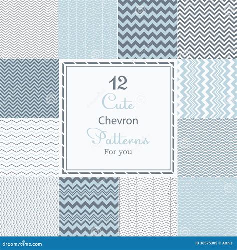 12 Cute Different Chevron Vector Seamless Patterns Tiling Stock