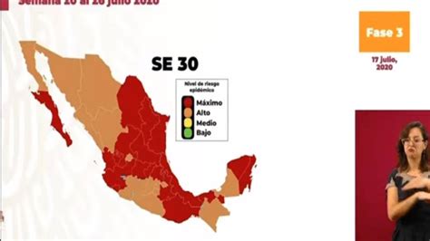 Estamos a niveles mínimos de hospitalizaciones. Mapa de México del semáforo epidemiológico del 20 al 26 de ...