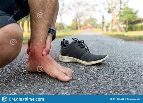 Runner Have Bruise Ankle From Sprain Accident Stock Photo Image Of
