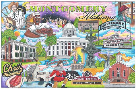 The Who What And Where Of Montgomery Alabama Drawing By Shawn Doughty