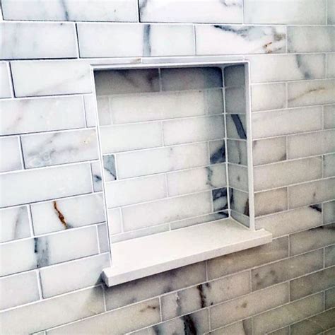 Marble Subway Tile Ideas For Shower Niches Tile Shower Niche Bathroom