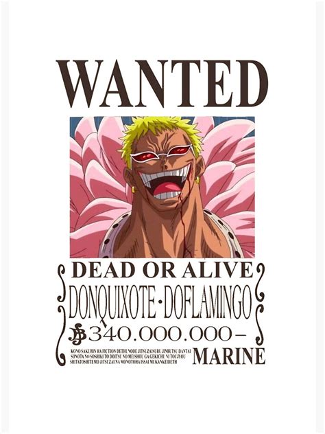 One Piece Wanted Bounty Poster Donquixote Doflamingo Png Essential T
