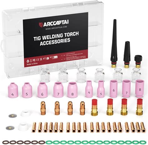 ARCCAPTAIN TIG Welding Torch Accessories Kit 71 Pcs Alumina Nozzle