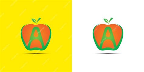 Fruta De Diseño De Logotipo De Apple Con Una Letra En Hermosos Colores