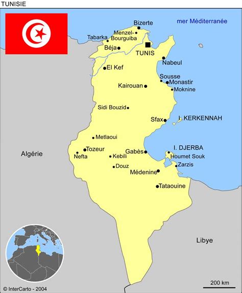 Carte Géographique Et Touristique De La Tunisie Tunis Géographie De