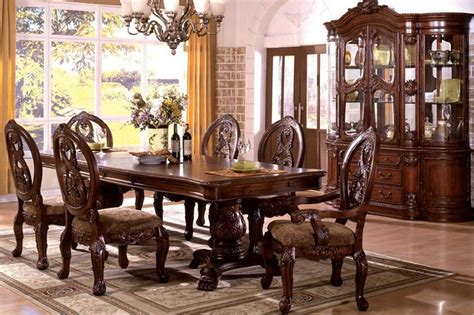 Generally tuscan style home rely on earthy color palettes with detailed wood molding and iron railings and accents and this home is no exception. 120 Tuscany Antique Cherry Pedestal Dining Table Set