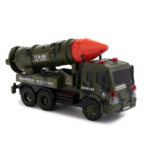 Toy To Enjoy Army Truck With Missile Launcher Friction Powered Wheels