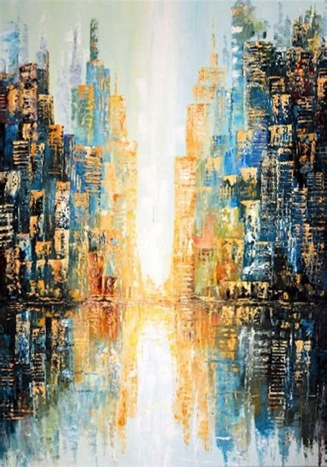 Large City Abstract Painting On Canvas Wall City Painting New York