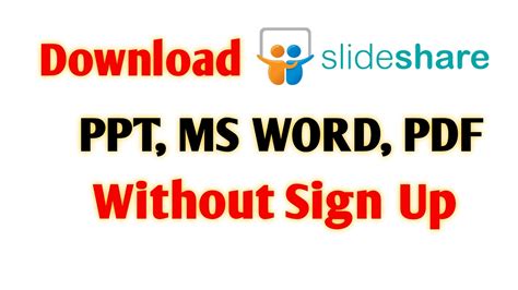 How To Download Ppt Ms Word And Pdf From Slideshare Without Sign Up
