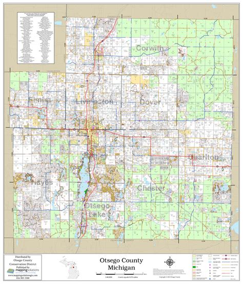 Otsego County Michigan 2023 Wall Map Mapping Solutions