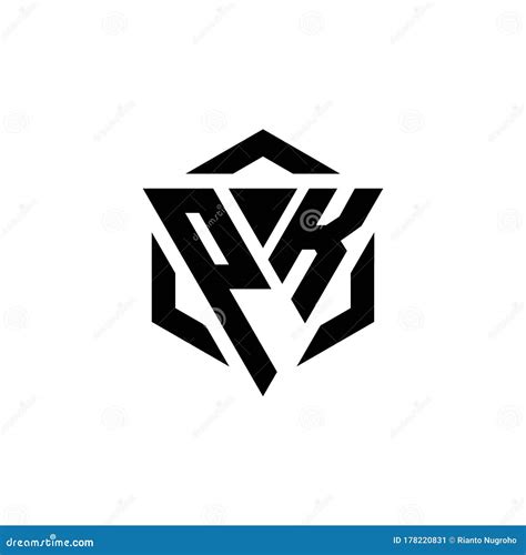 Pk Logo Monogram With Triangle And Hexagon Modern Design Template Stock