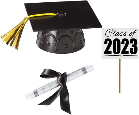 Black Mini Graduation Hat Cake Decoration Topper With Sign And Diploma