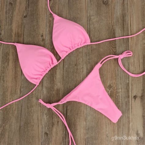 2pcs Sexy Women Summer Swimwear Bikini Set Bra Tie Side G String Thong Beach E Suit Swimsuit