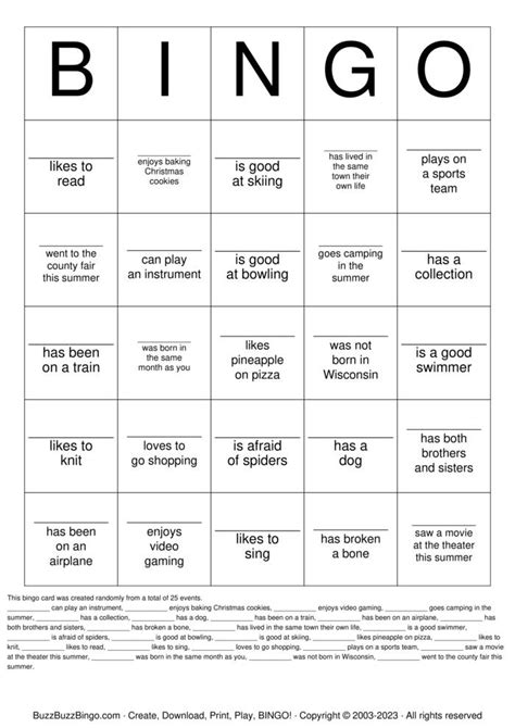 Personality Bingo Bingo Cards To Download Print And Customize
