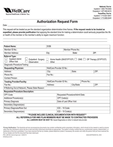 Blank Wellcare Prior Authorization Form Fill Out And Print Pdfs