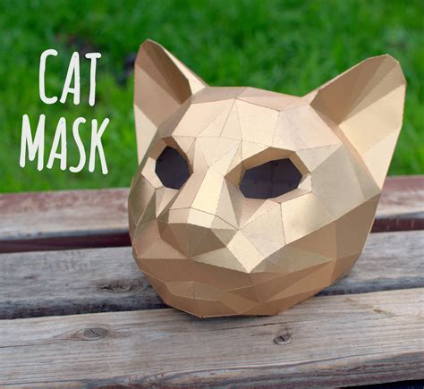 Papercraft Cat Mask Template For Print And Instruction Maine Etsy